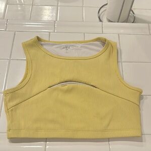 Yellow Ribbed Crop Top